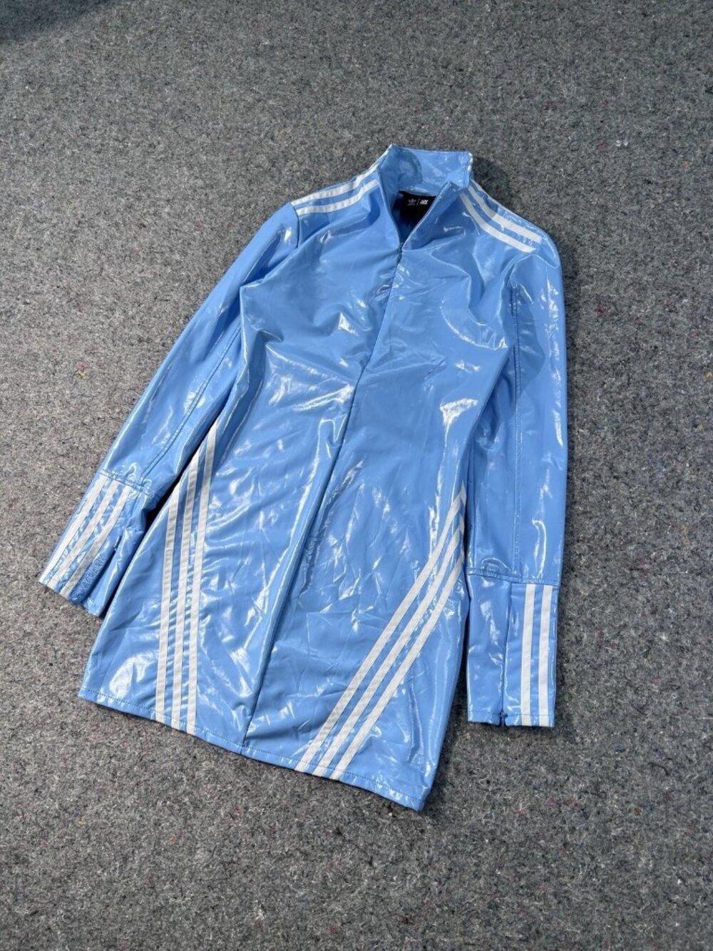 Ivy Park & Adidas Full Zip Latex Dress Light Blue & White Size SBodycon